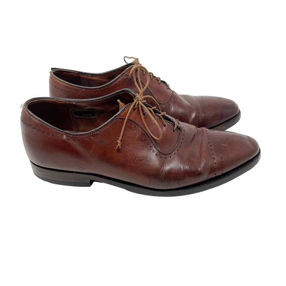 Allen Edmonds Mens 10.5 Brown Leather Vernon Cap Toe Oxford Lace Up Dress Shoes main image 10